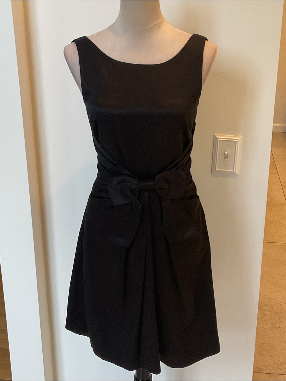 kate spade Black Sleeveless Bow-Waist Mini Dress - Picture 2 of 9